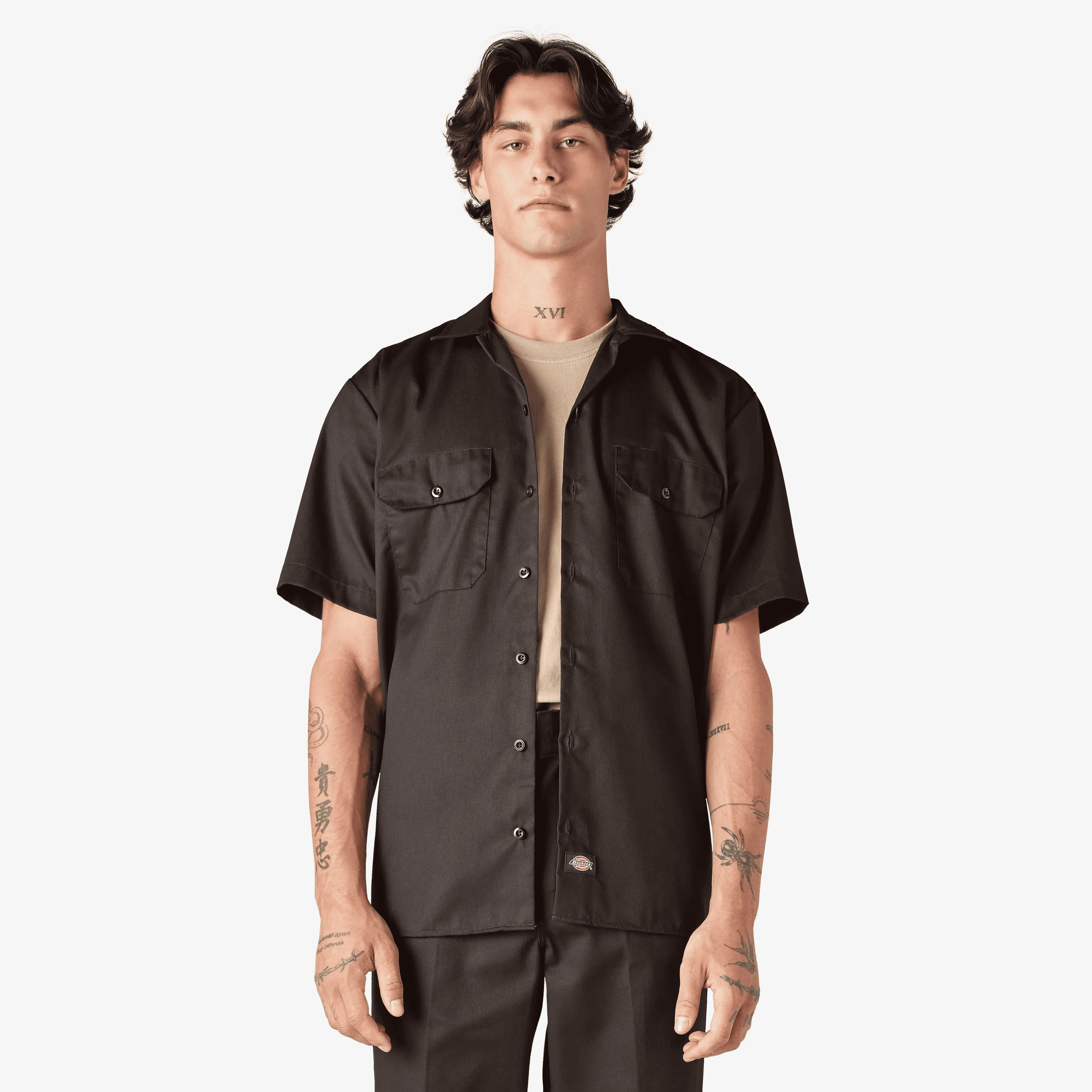Short Sleeve Work Shirt, Classic Fit Work Wear, Fitted Style, Collared Neck, Secure Chest Pockets