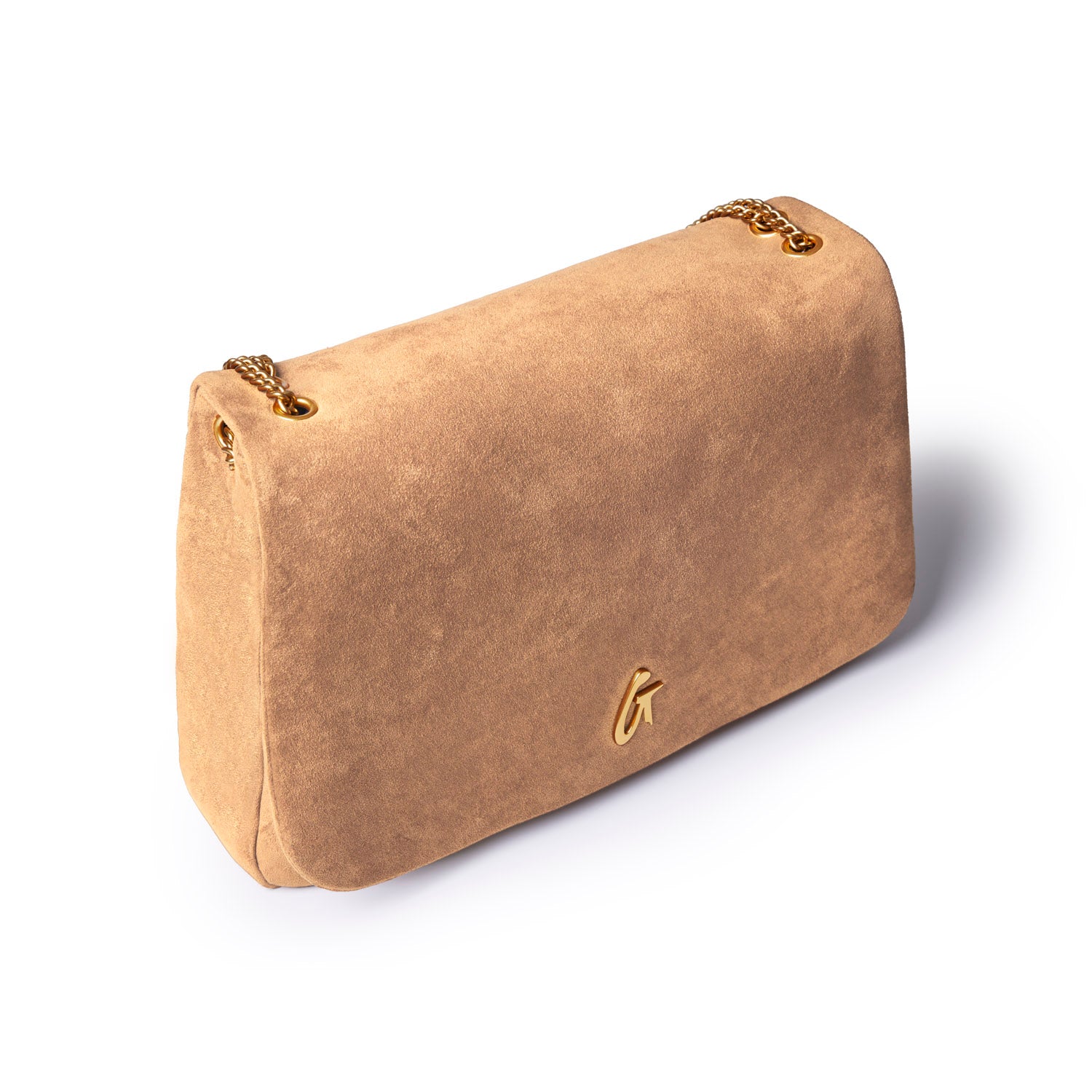 LARGE SUEDE FLAP BAG - TAN
