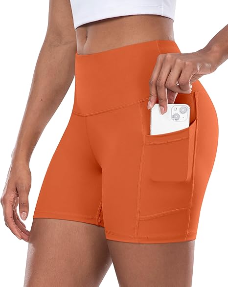 Women's High Waist Yoga Biker Shorts with Pocket