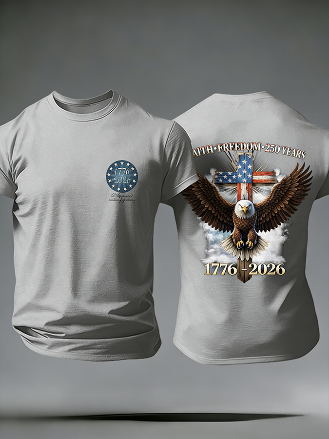 Men'S Casual American Founding Celebration Personalized Printed Round Neck T-Shirt