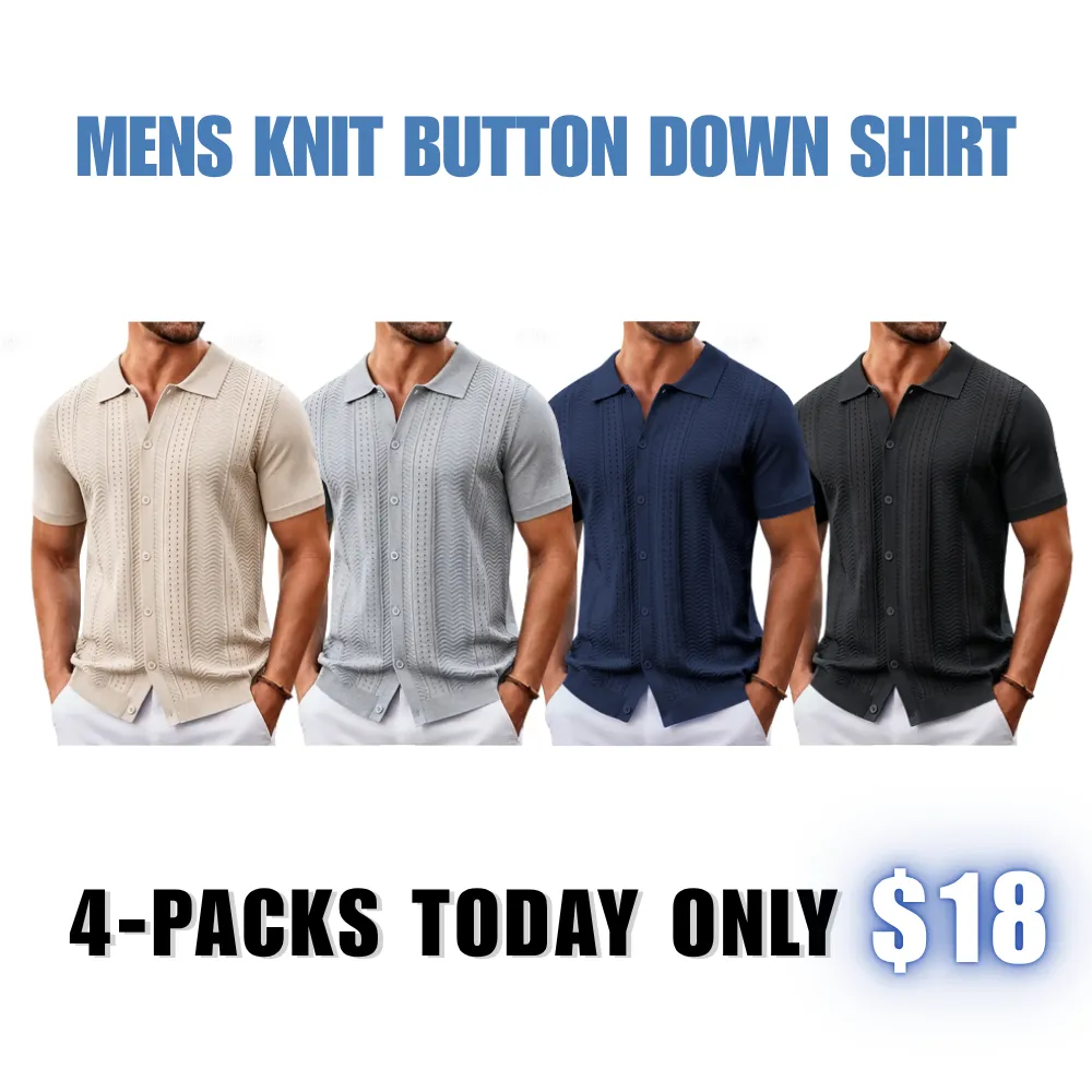 Mens Knit Button Down Shirt