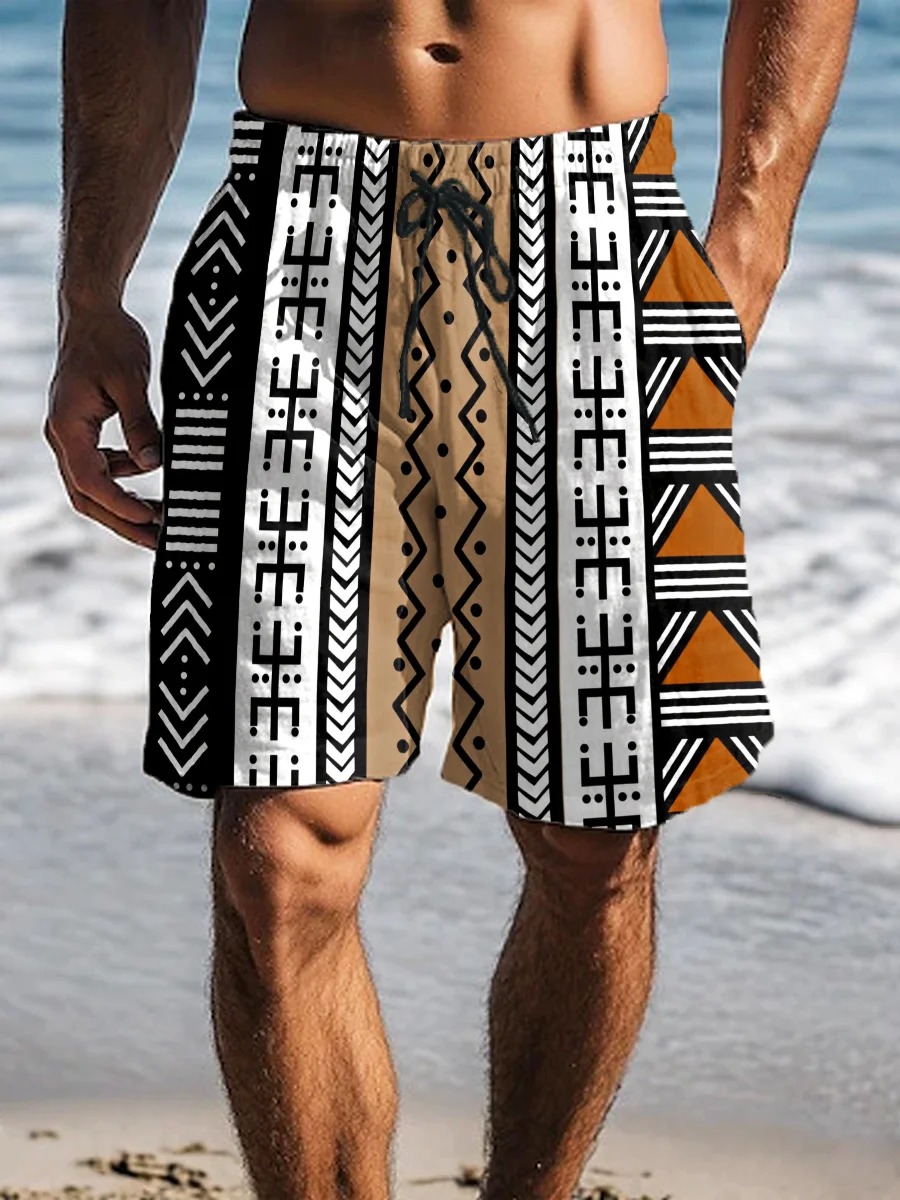 Africa Tribal Stripes Art Print Casual 100% Cotton Shirt