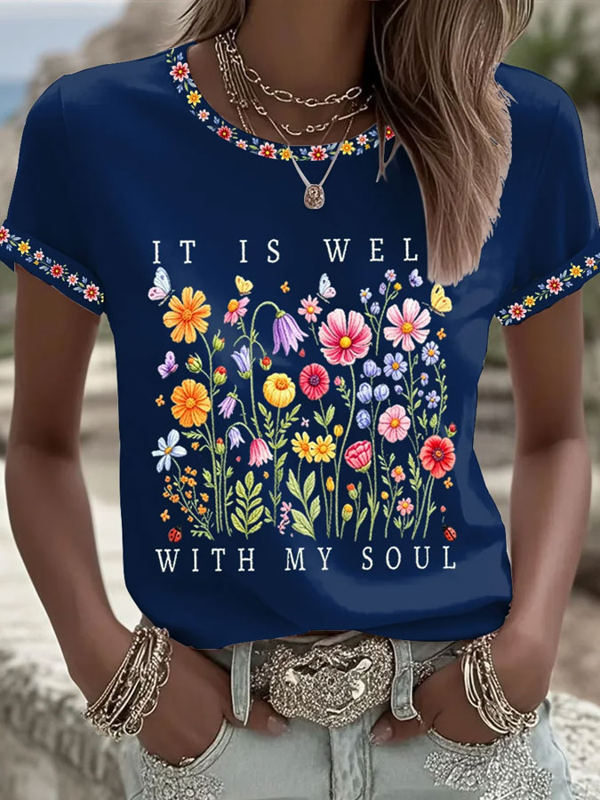 Women's Faith Print Casual T-shirt