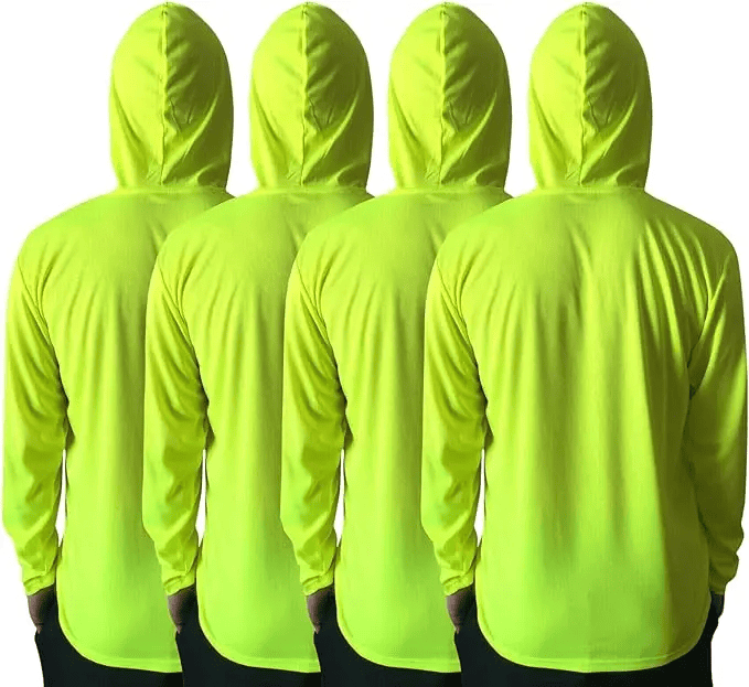 4 SHIRT PACK Hi Vis Long Sleeve Safety Shirt With Hoodie
