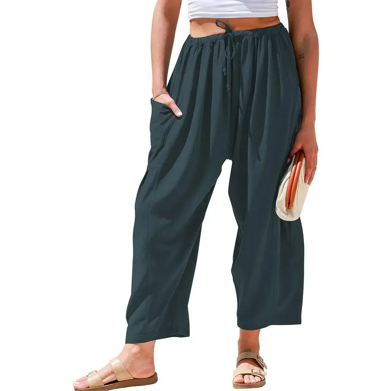Womens Linen Wide Leg Pants