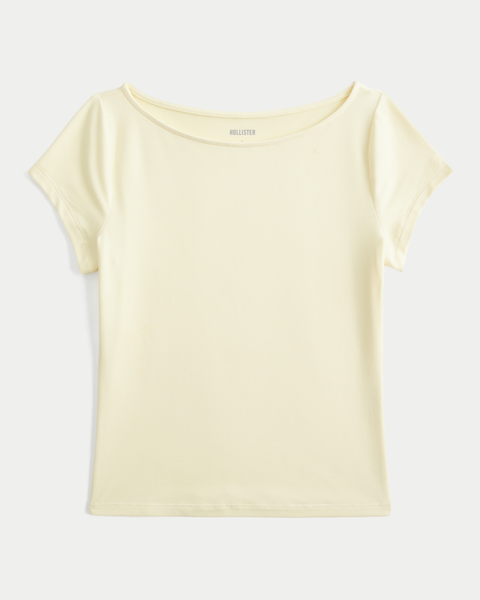 Short-Sleeve Seamless Fabric Slash-Neck T-Shirt