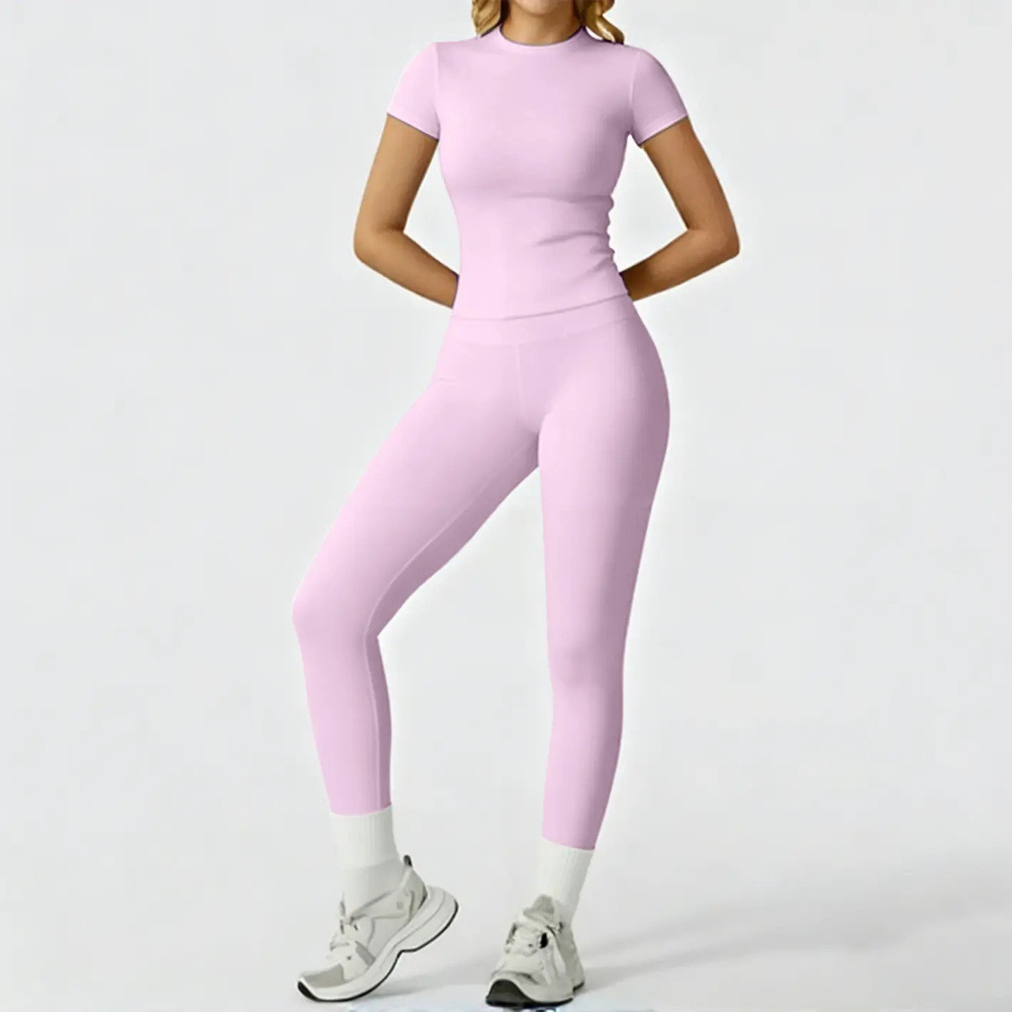 Women's Solid-Color Sports T-Shirt Set