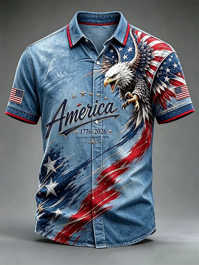 Men's Print Fashionable Resort Casual Pocket Shirt