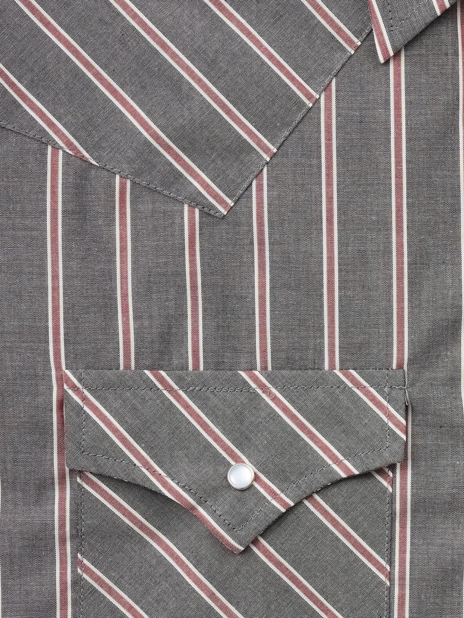 Men's Short Sleeve Western Snap Shirt – Striped Pearl Snap with Classic Western Yokes & Pockets