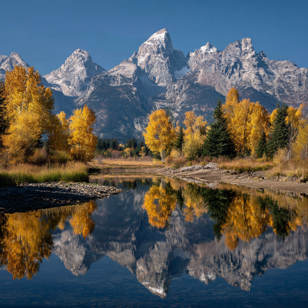 Grand Teton Autumn Reflection - Diamond Painting