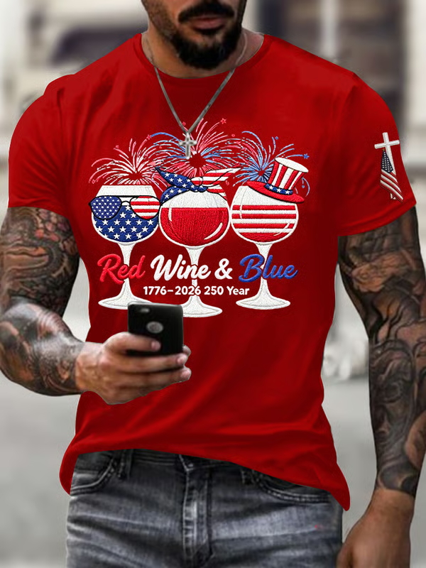 Men'S Casual American 1776-2026 Anniversary Printed Short Sleeved T-Shirt