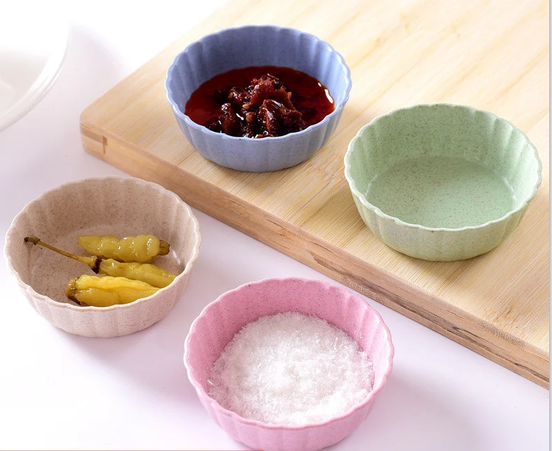 4PC Colorful Fluted Wheat Straw Bowls