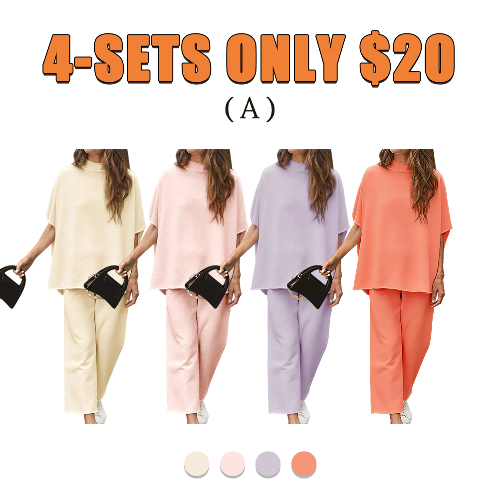 Women's Batwing Sleeve Capelet & Wide Leg Pants Lounge Set