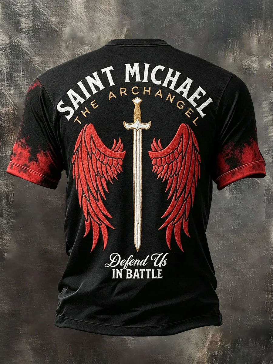 Men's Christian Jesus Cross Print Short Sleeve T-shirt