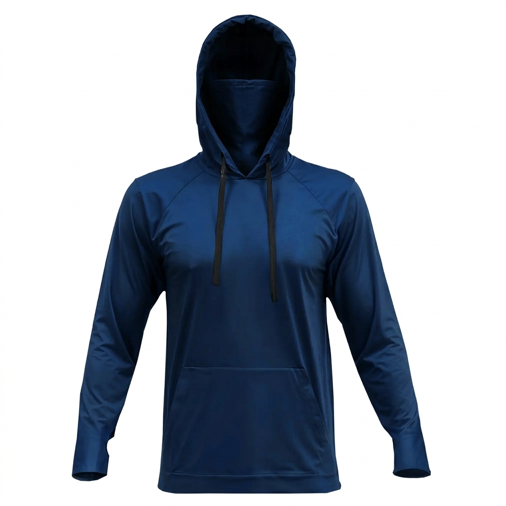 🔥Men's UPF 50 Hooded Long Sleeve Outdoor Shirt with Gaiter Lightweight Moisture Wicking Fishing & Construction Work Wear
