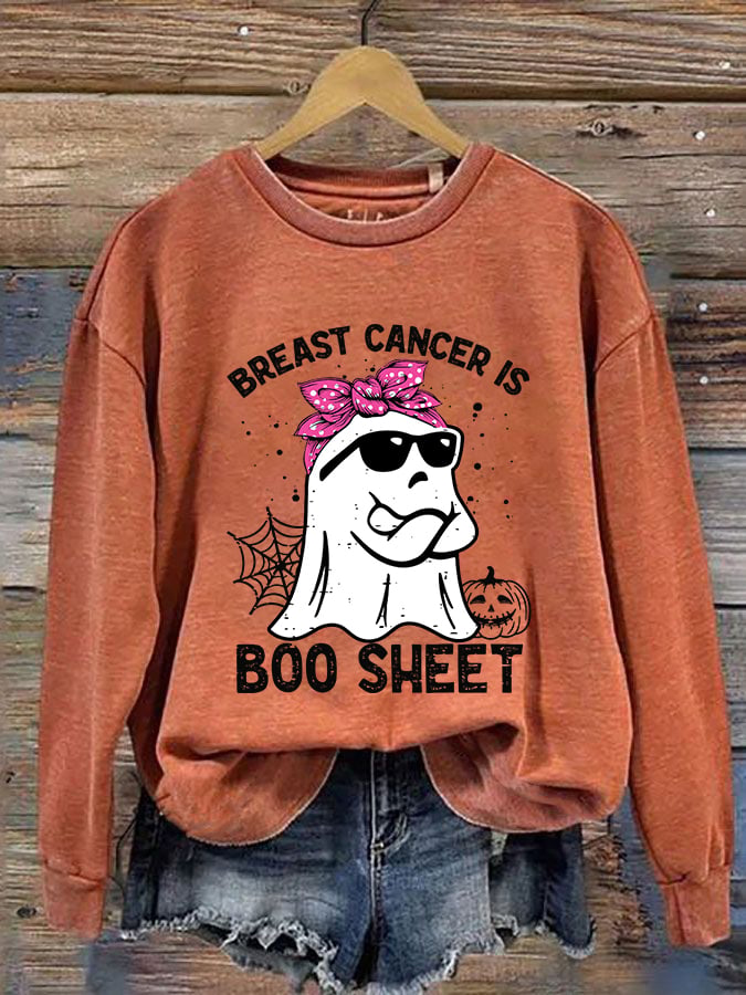 Women's Breast Cancer Is Boo Sheet Printed Sweatshirt