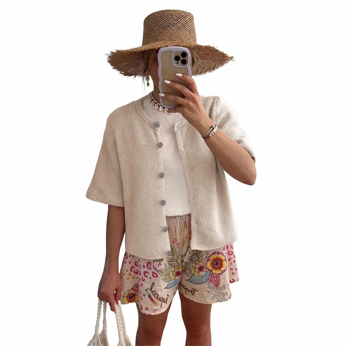Women's Short Sleeve Ribbed Knit Cardigan – Lightweight Button Down Layering Top