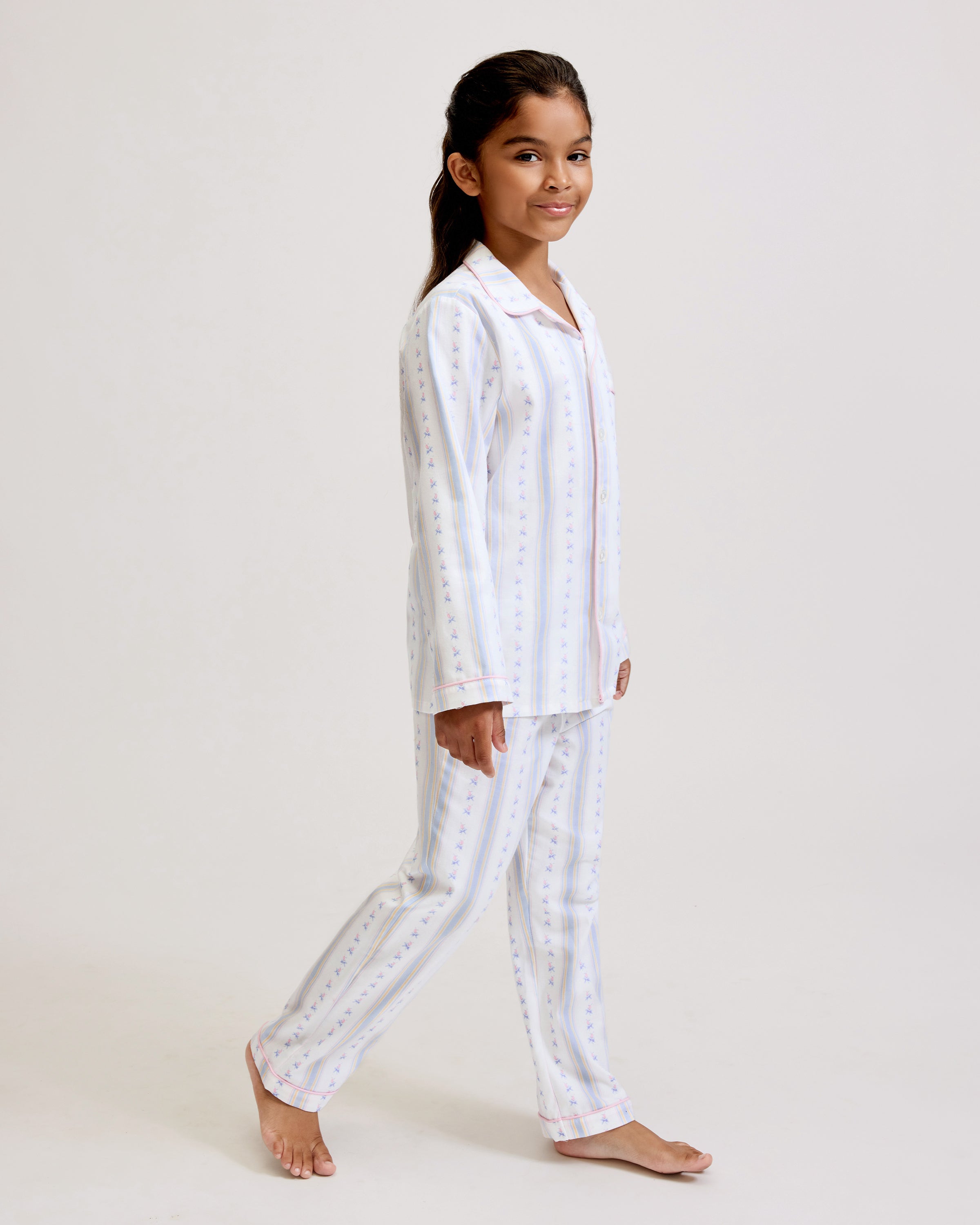 Kid's Twill Pajama Set in Cottage Stripe