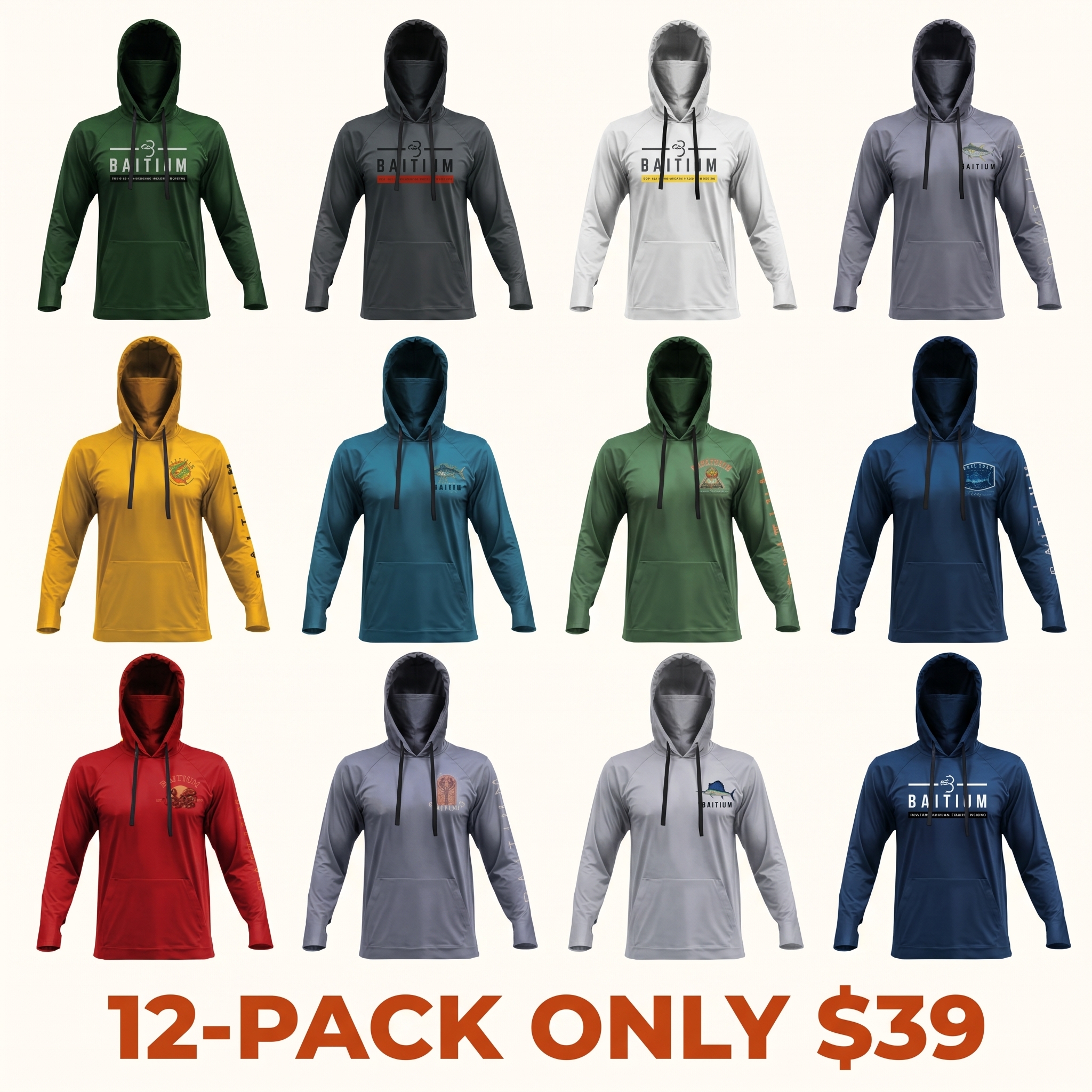 Fishing & Construction Shirt — UPF 50 Sun Protection Long-Sleeve Hoodie (With Built-in Neck Gaiter)
