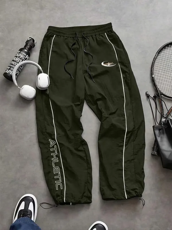 Men's Casual Sporty Long Pants, Loose Fit Drawstring Cuff