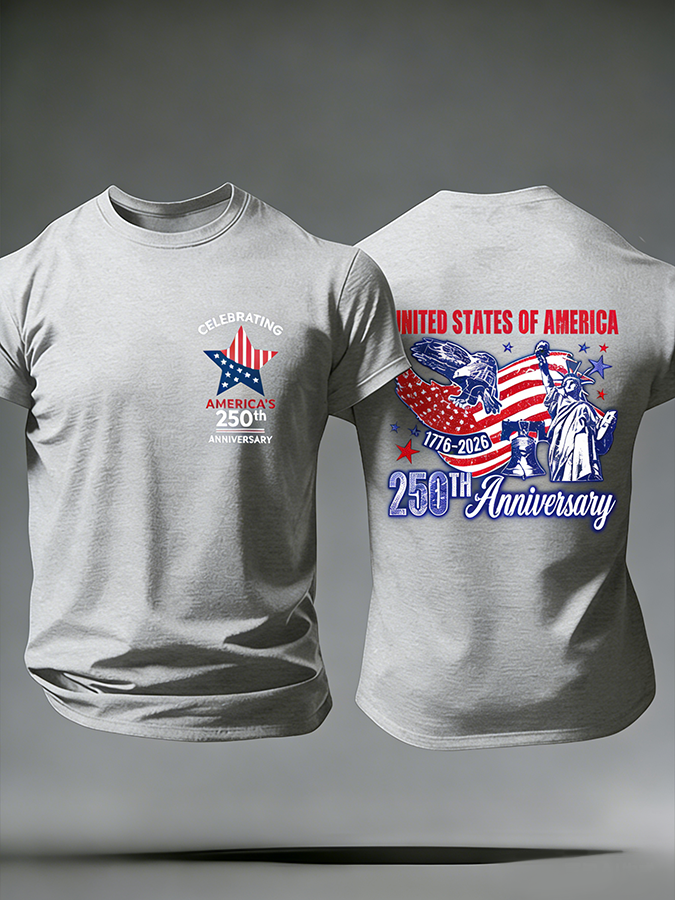 Men'S Casual American Founding Celebration Personalized Printed Round Neck T-Shirt