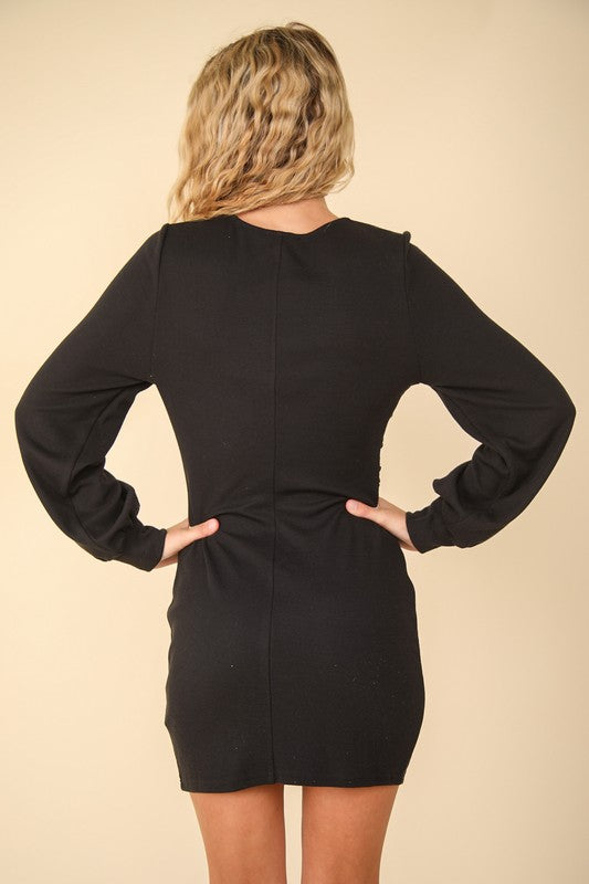 Very J Ruched Detail Bodycon Mini Dress