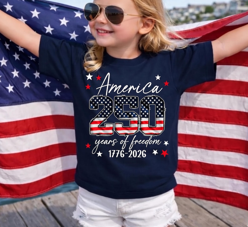 America 250th Anniversary Kids Shirt, United States of Patriotic Flag Toodler Tee, 4th of July T-Shirt, 250 Years of Independence Top