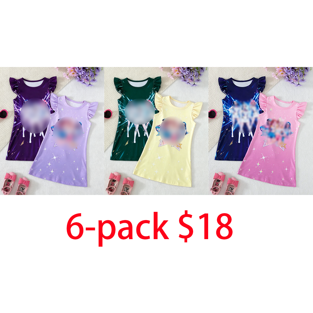Spring Summer Girls' Sleeveless Casual Dress Set, Cute Cartoon Pattern, Comfortable Soft Fabric, Perfect for Daily Wear