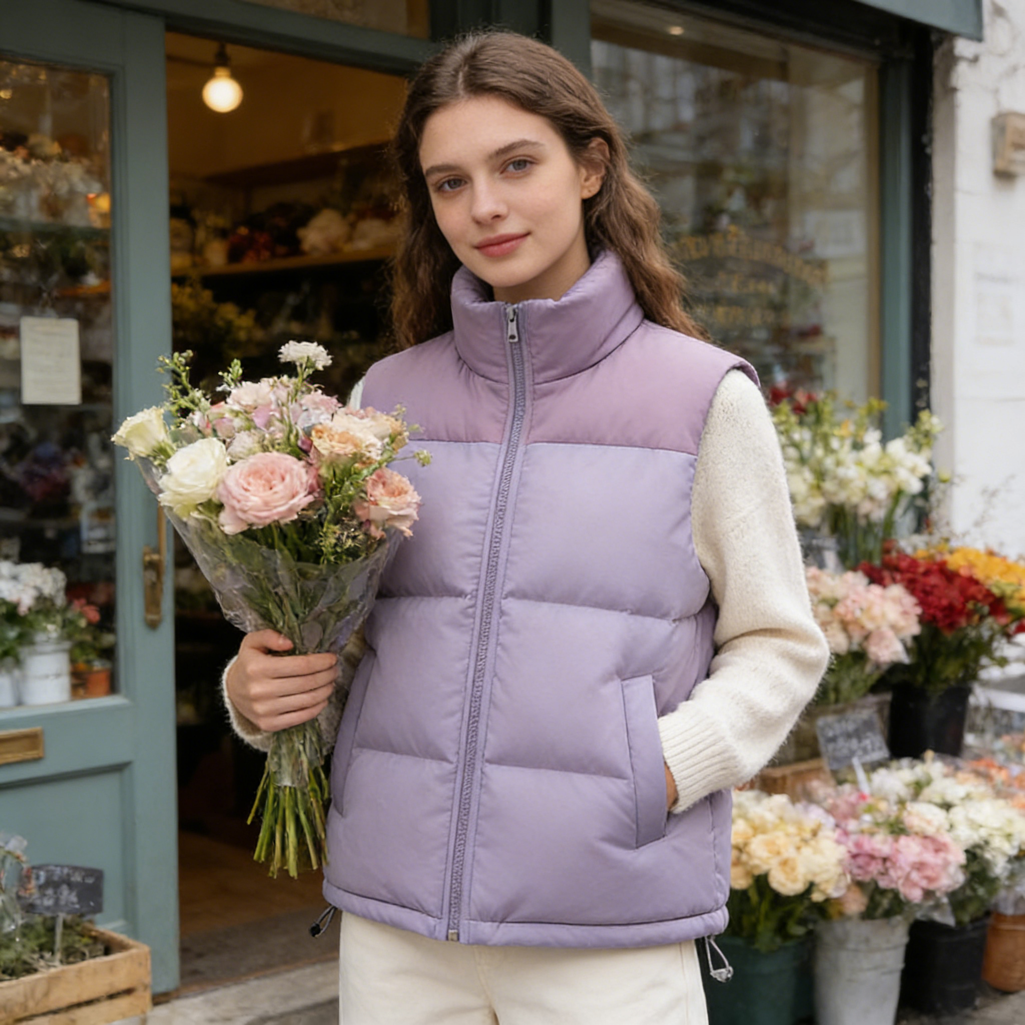 Women's Zip Up Puffer Vest with Pockets