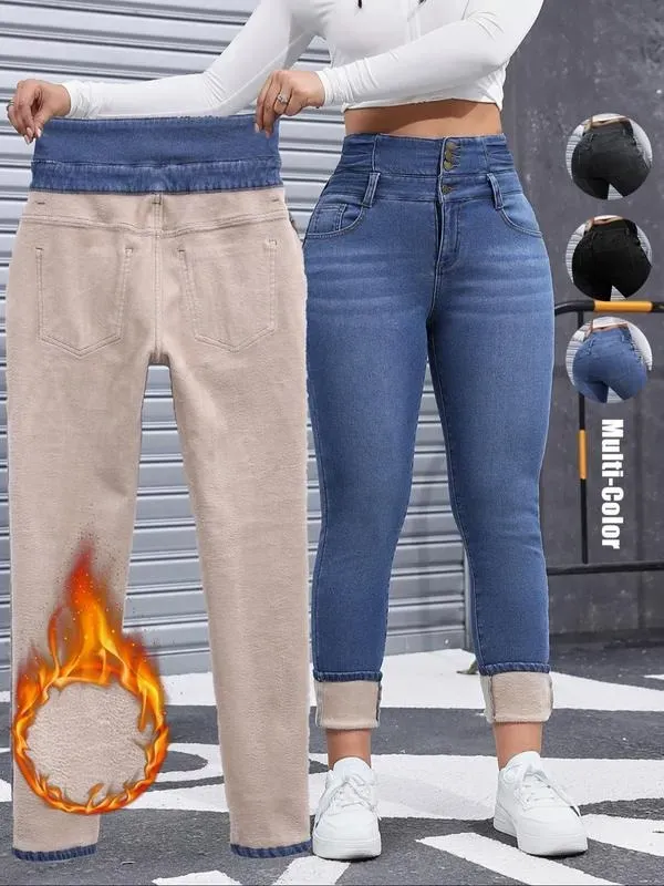 🔥Last Day 89% OFF🔥Women's High Elasticity Fleece Lined Thick Denim Jeans
