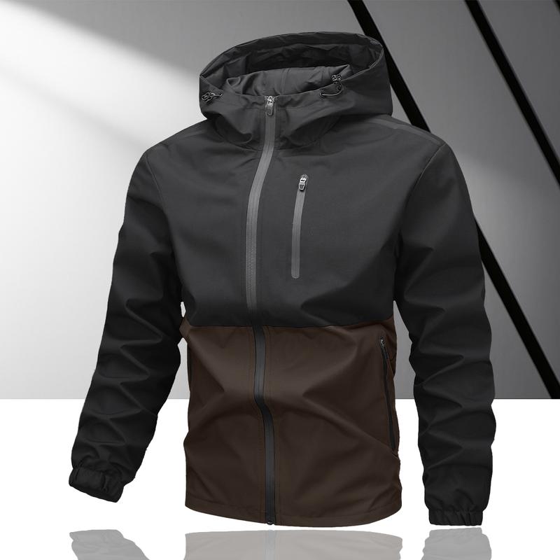 Men's casual waterproof jacket with adjustable hat