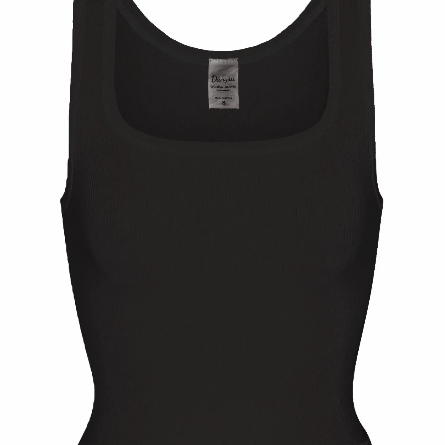 Women Rib Tank Top Padded Workout Top Square Neck Crop Tank Fitted Basic Cami Tops