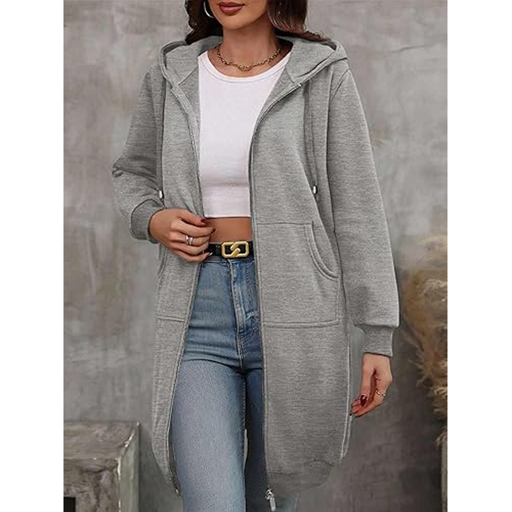 Women's casual zip-up fleece hoodie