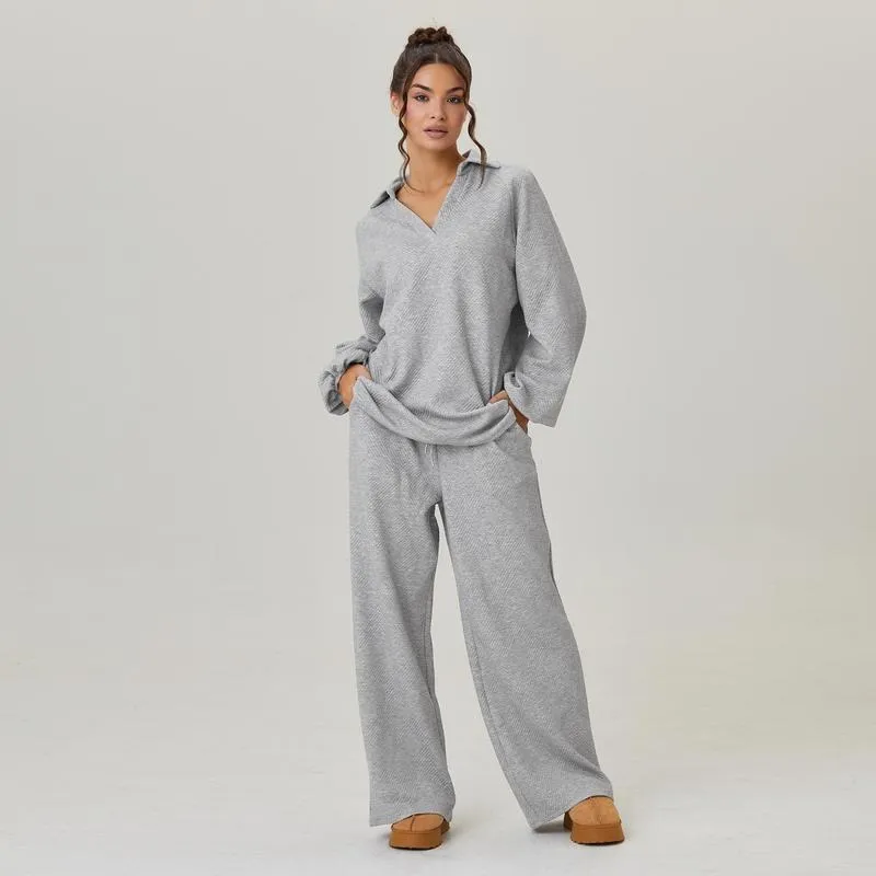 Women's Slouchy Solid Color V-Neck Loose Textured Pullover