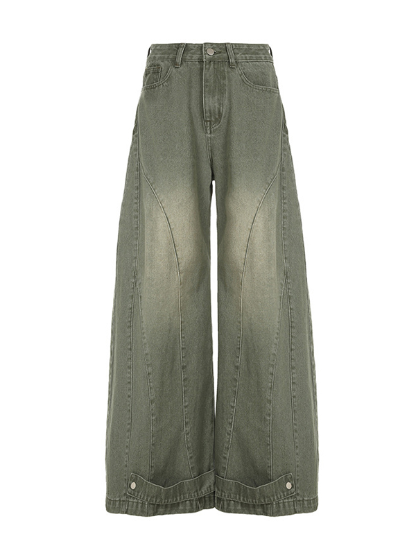Distressed Wide Leg Low Rise Jeans
