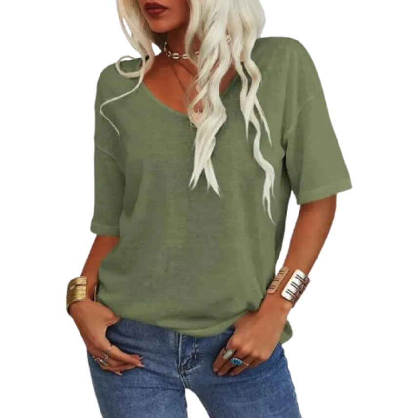 ✨Women's Solid Color V-Neck T-shirt [On Sale & Quick Ship!]