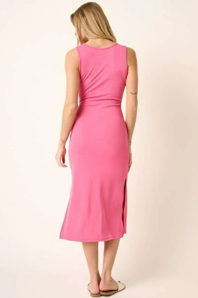 Side Slit Wide Strap Midi Tank Dress