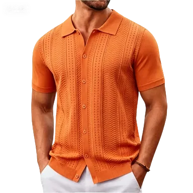 Mens Knit Button Down Shirt