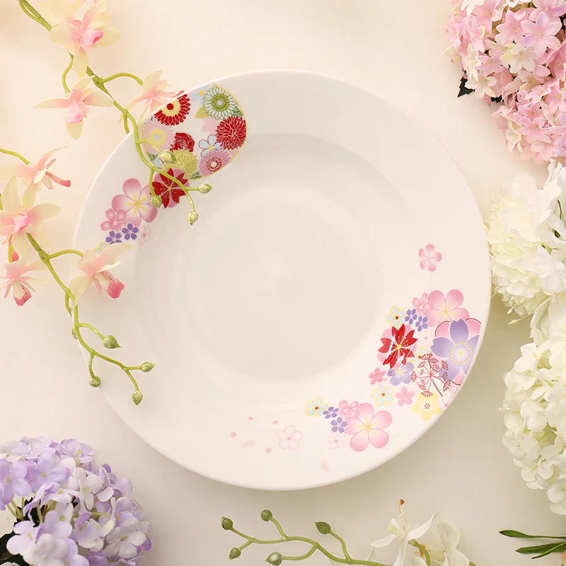 Pink Flowers Bone China Bowl