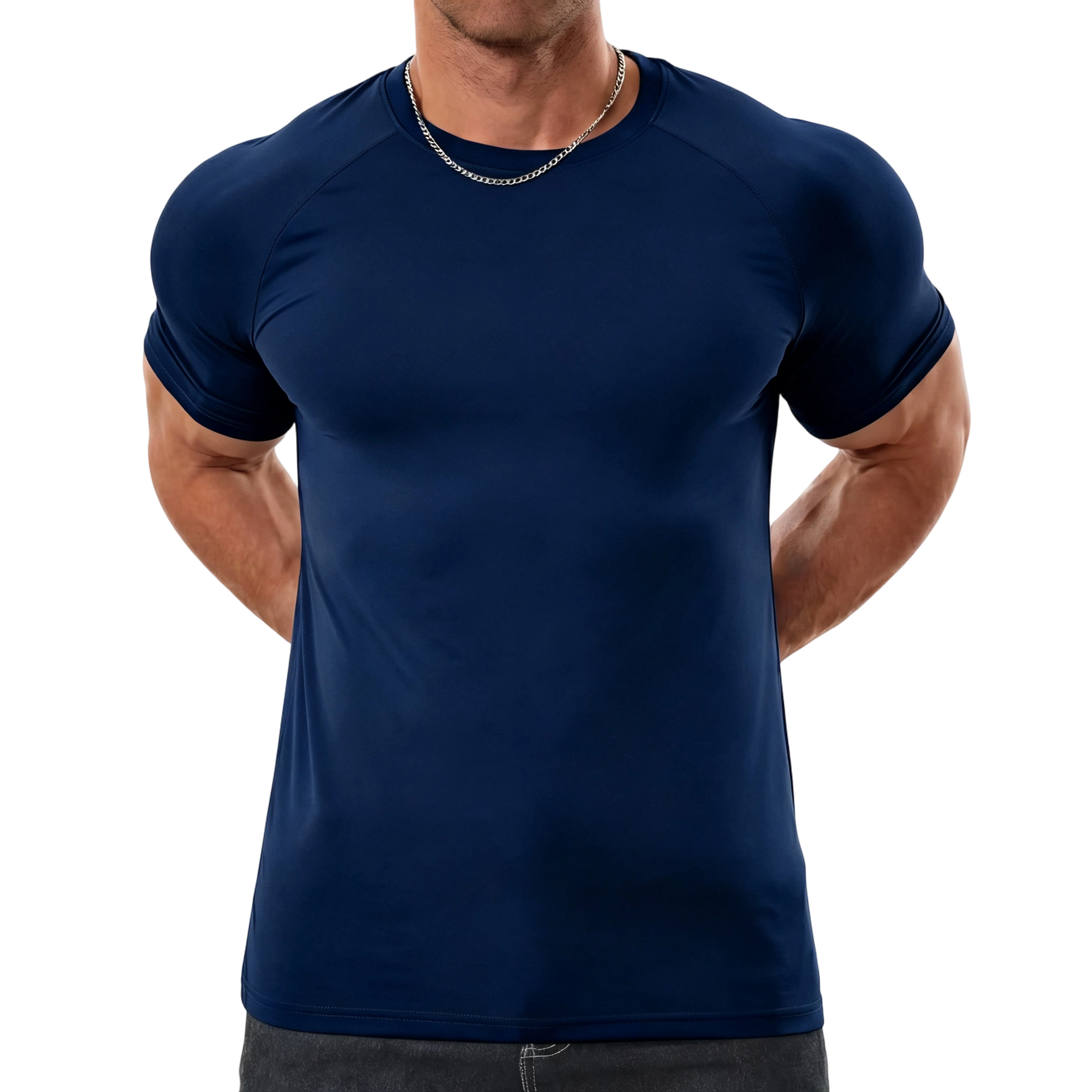 Men's Raglan Sleeve Tee, Athletic Tapered Fit, Arm-Enhancing Sleeves, Menswear Wrinkle-Resistant Stretch Fabric Gym Workout T-Shirt Fitness Running Tops