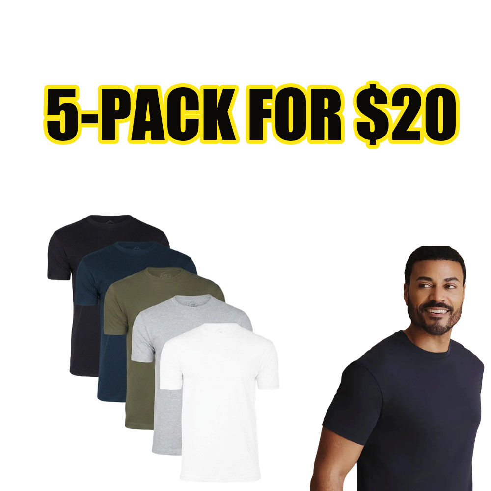 Men’s 10-Pack Essential Crew Neck T-Shirts – Everyday Premium Fit Basic Tee Set