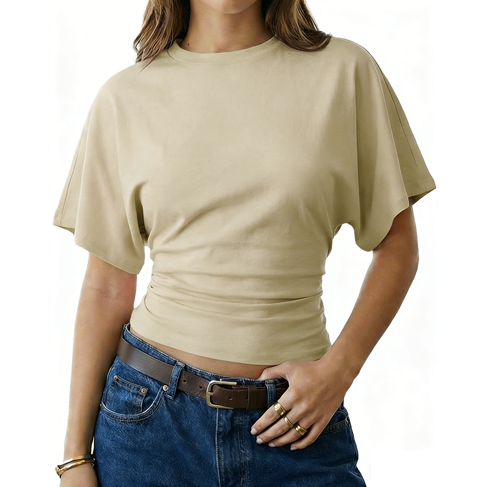 Women's Summer Casual Y2K Basic Loose Ruched Short T-Shirt