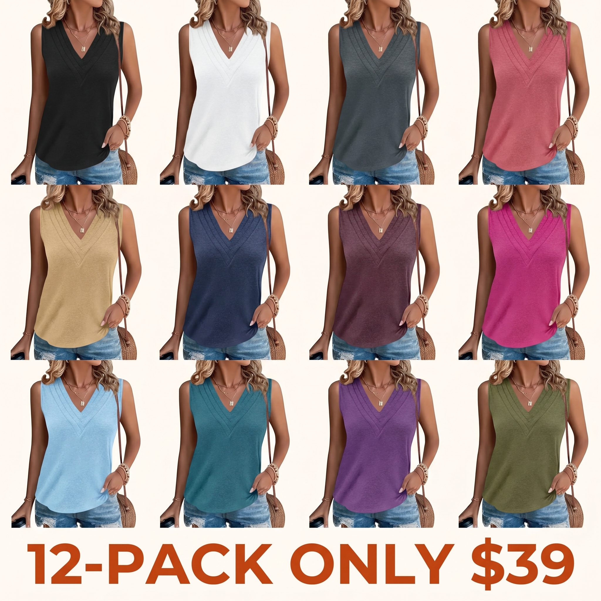 Women's V-Neck Vest — Elegant & Casual Summer Style, Loose-Fit Sleeveless Top/Shirt