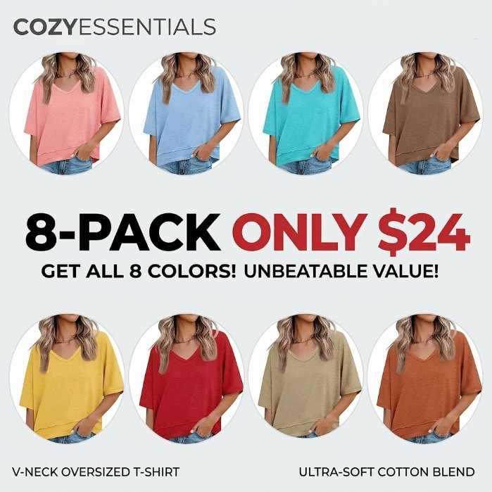 Women's Summer V Neck T Shirts Casual Short Sleeve Flowy Tops