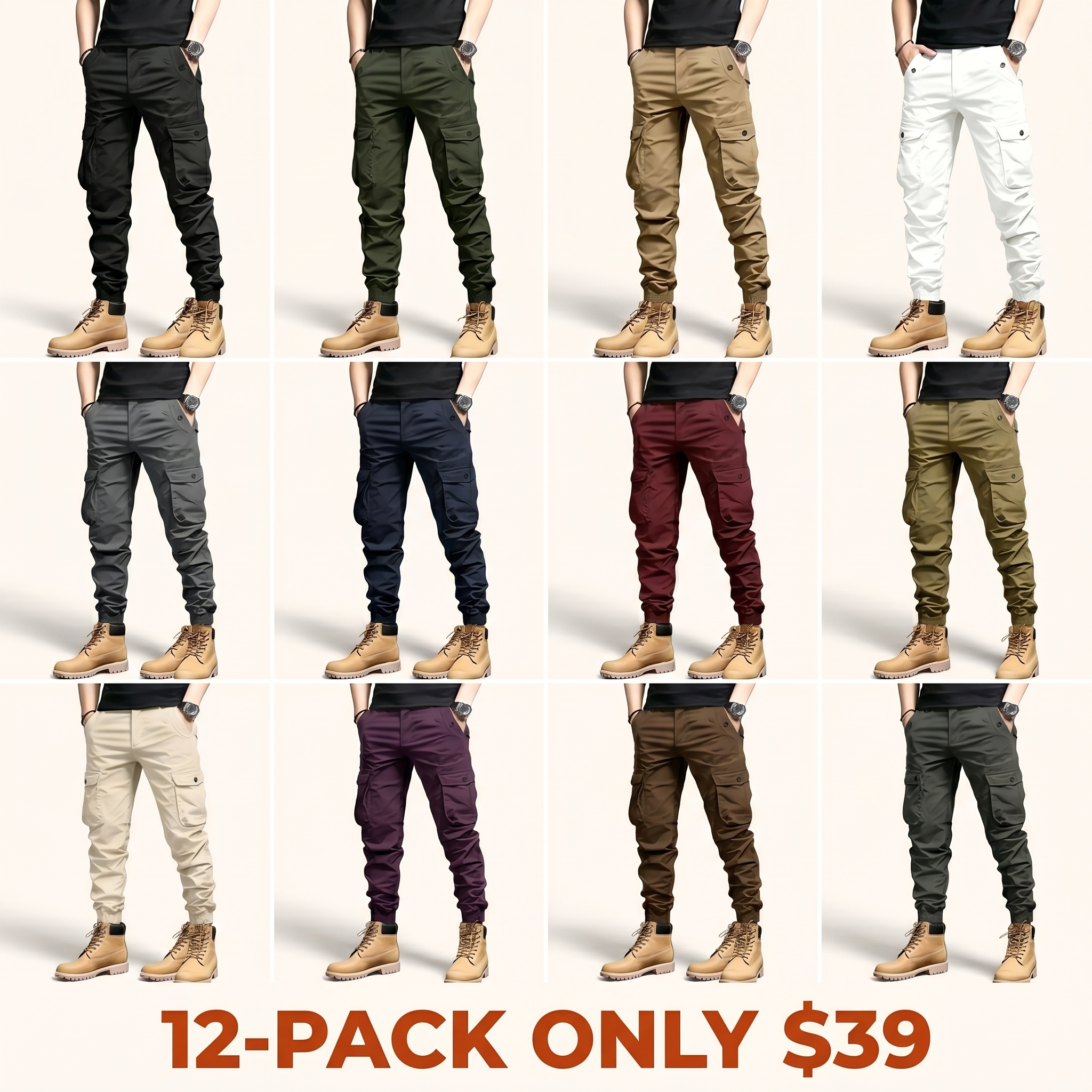 Men's Multi-Pocket Cargo Pants (Cuffed Hem)