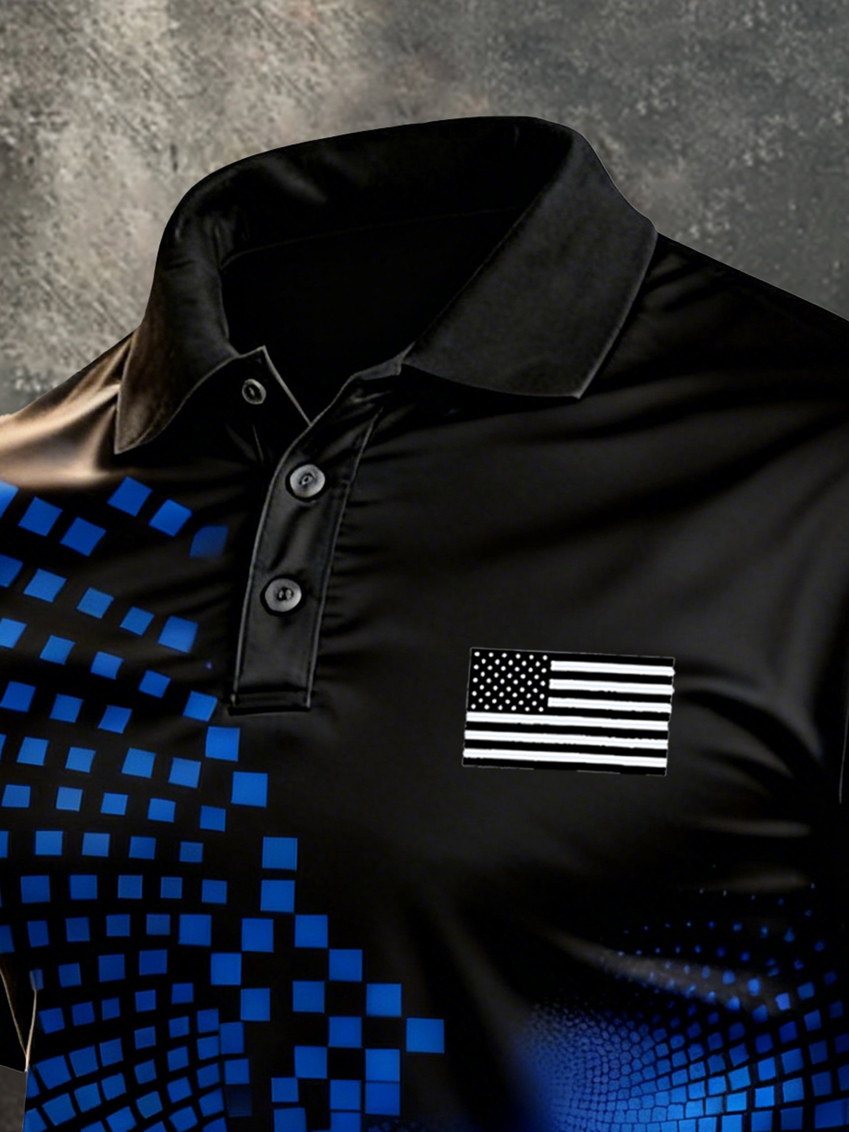 Men's Retro Patriot Color Block Polo Collar Short Sleeve