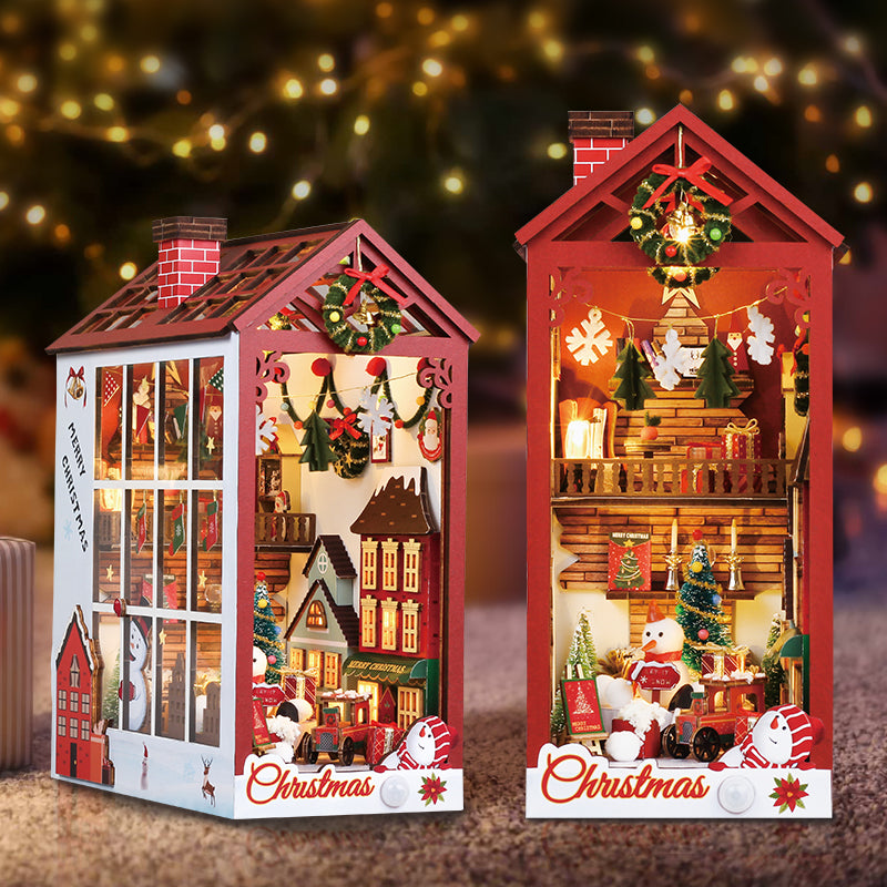 Merry Christmas - DIY Book Nook Kit,3D Wooden Puzzle