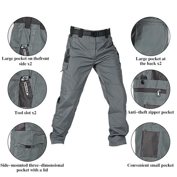 Pantalones tácticos de trabajo para hombre con múltiples bolsillos-Se vende únicamente en Estados Unidos y España.