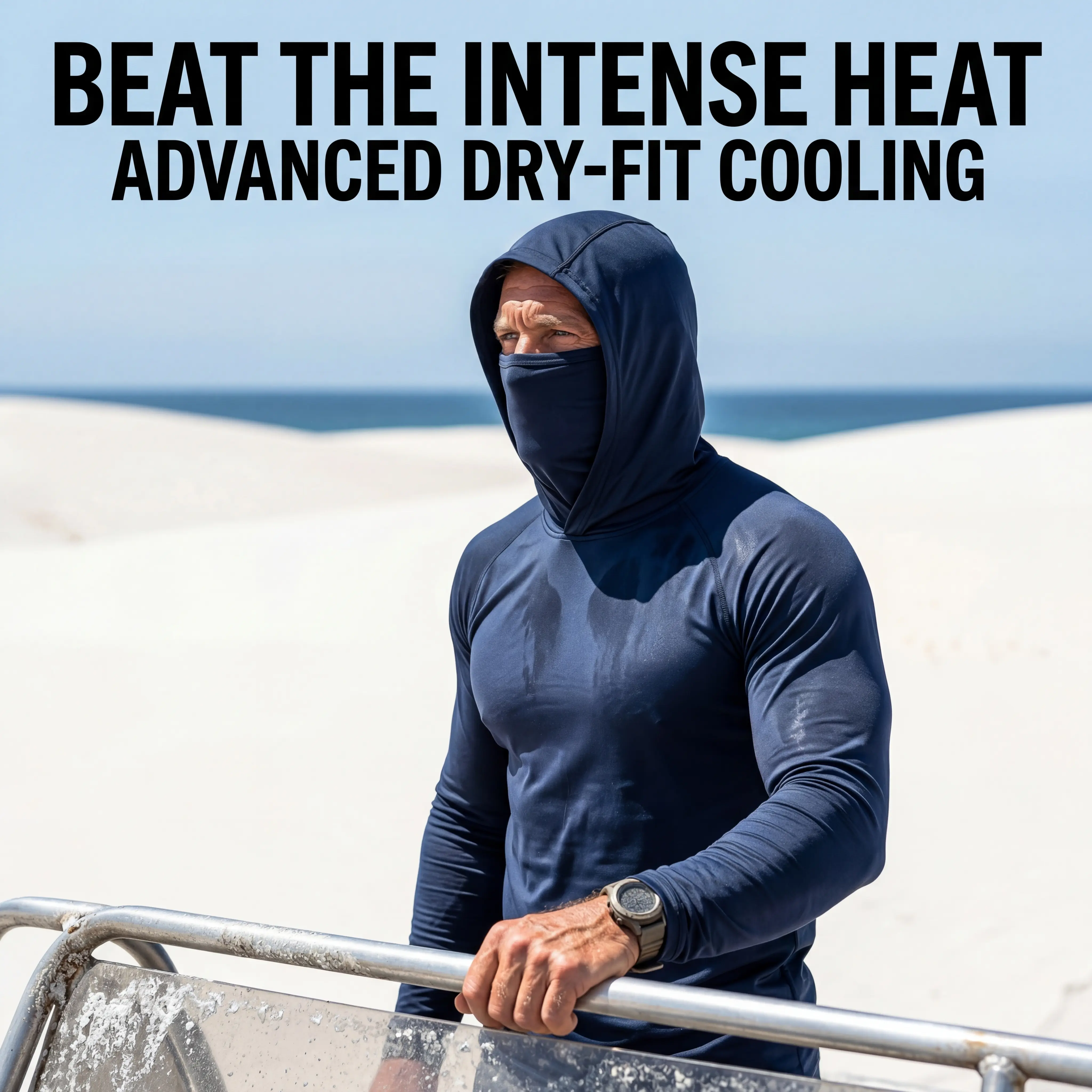 Men's Outdoor Work Sun Protection Clothing With Sun-Blocking Hoodie