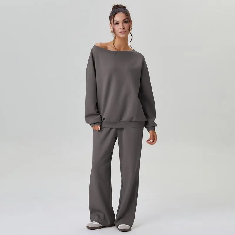 Women’s Sloping Shoulder Top & Wide Leg Pants Set